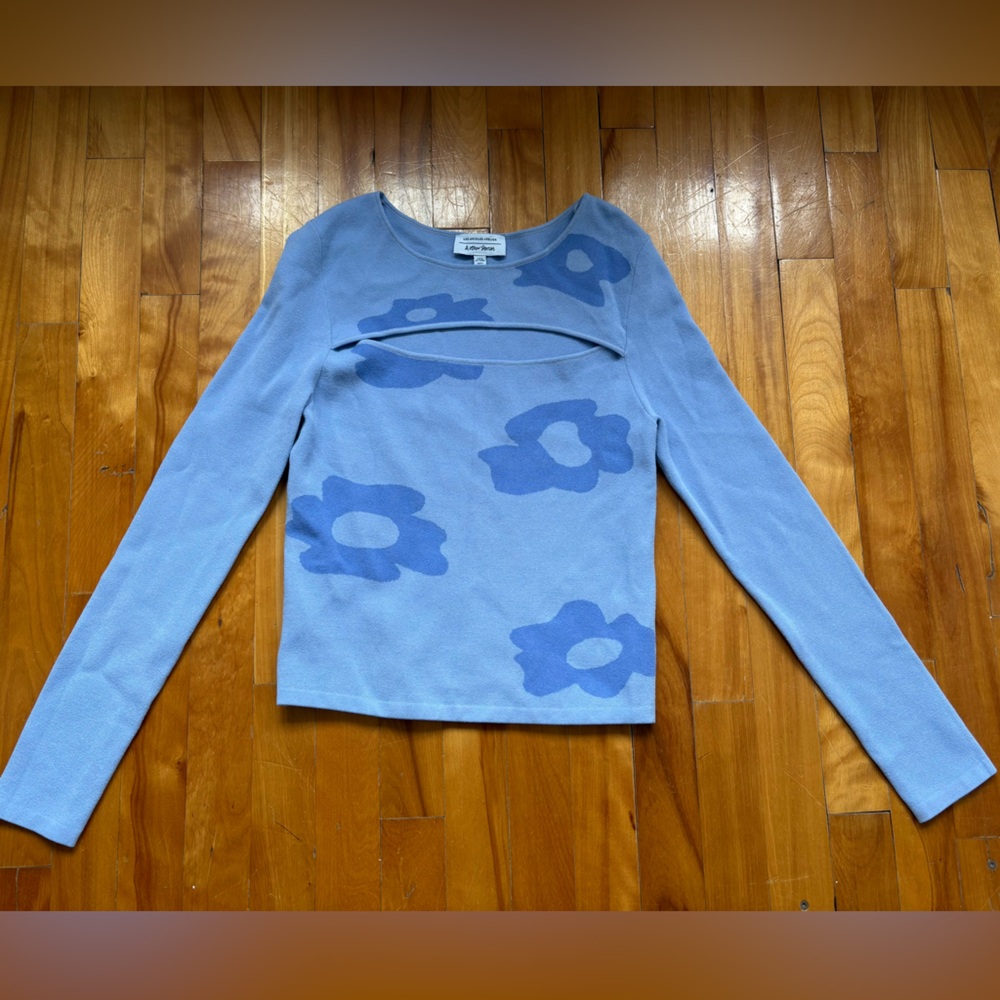 Blue Floral Long Sleeve Top
